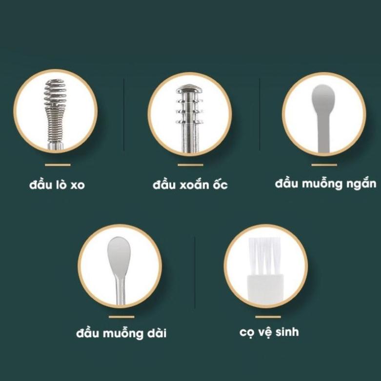 Dụng Cụ Lấy Ráy Tai, Bộ Ngoáy Tai, Bộ Lấy Ráy Tai 6 Món Bằng Inox Cao Cấp