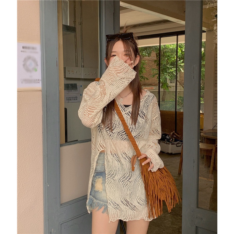 Áo sweater Dệt Kim Tay Dài Cổ Tròn Phong Cách Hàn Quốc Thời Trang Cho Nữ Áo len dệt kim