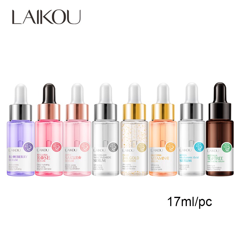 Serum LAIKOU 17ml chiết xuất hoa anh đào/ việt quất/ cây trà/ hoa hồng/ vitamin C làm sáng da mặt