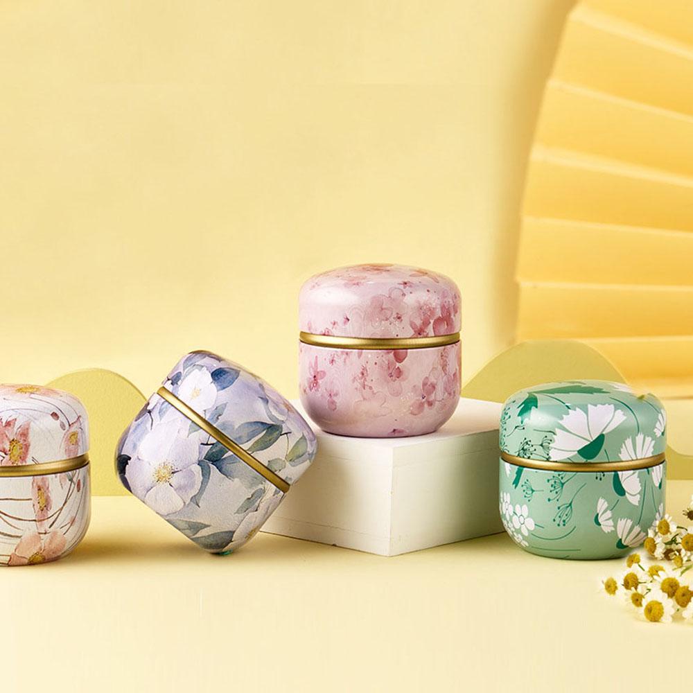 Hộp Thiếc Tròn Mini Đựng Bánh Kẹo In Hoa Kiểu Nhật Bản