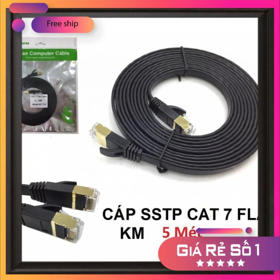 Hàng Siêu Hot Cáp mạng SSTP Cat 7 dẹt 5M Kingmaster KC713 - dây mạng cat7 dẹt (Hot)