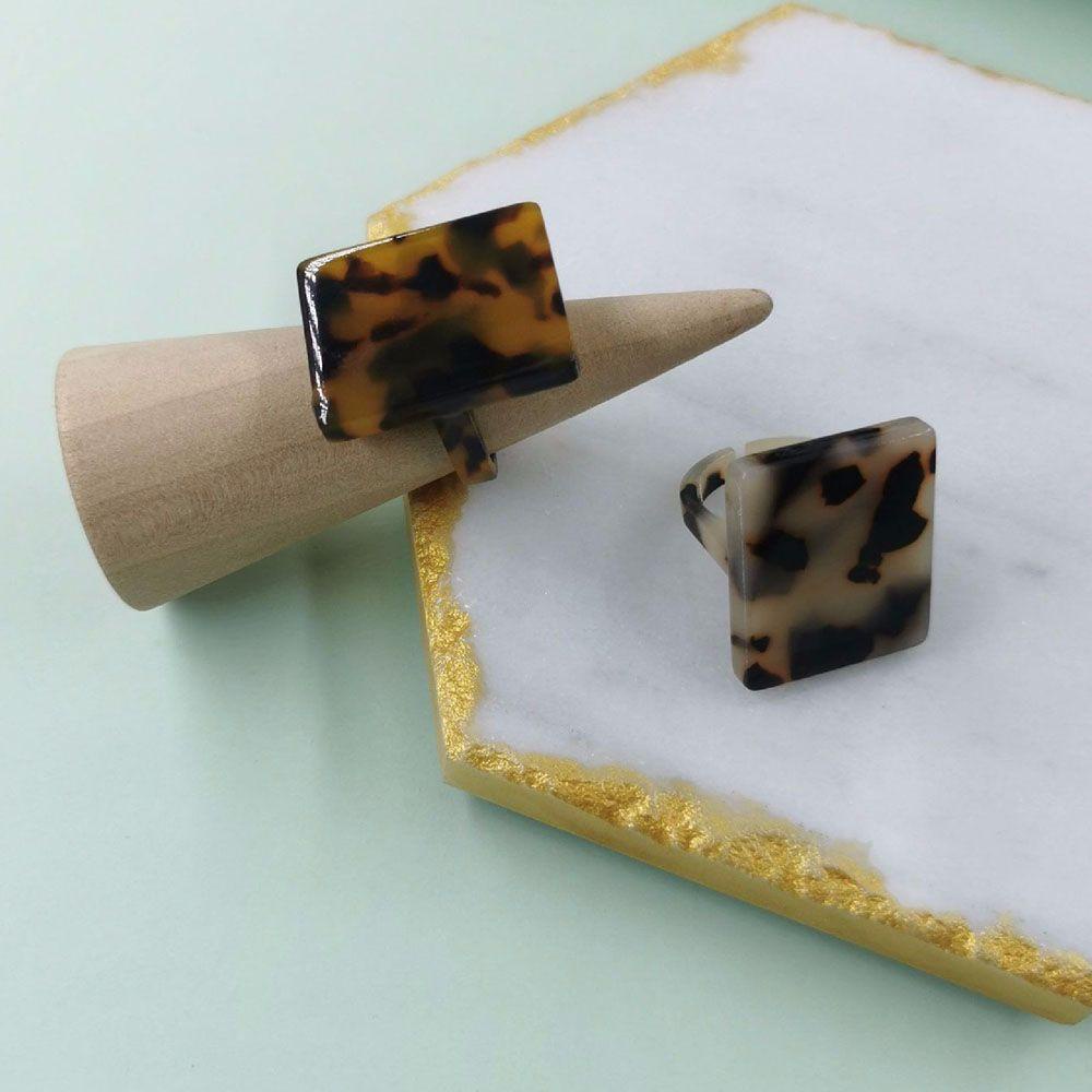 Nhẫn Resin Hình Chữ Nhật Lớn Thanh Lịch Thời Trang Hàn Quốc