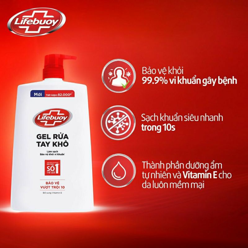 Gel Rửa Tay Khô Lifebuoy 1,1 L [Date 3/22]