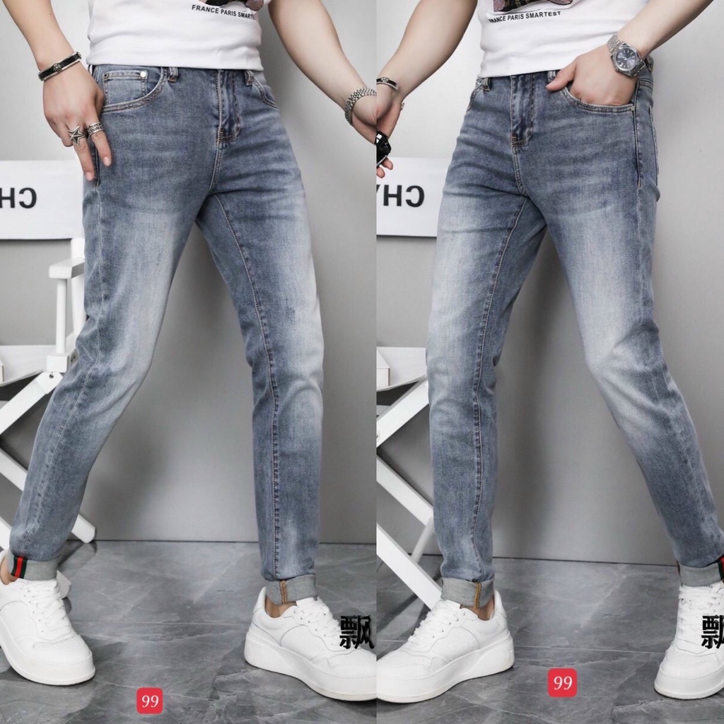 Quần jean nam xanh trơn chất bò cao cấp co dãn 4 chiều đẹp from dáng skinny mẫu mới thời trang cao cấp beautiulgilr T11