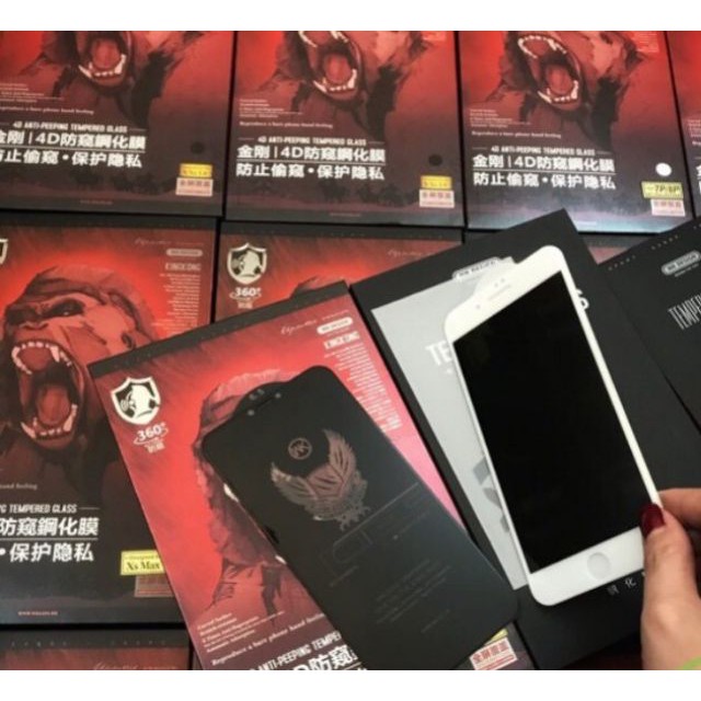 King Kong Miếng dán Kính cường lực chống nhìn trộm iphone full màn 6 6s 7 8 SE PLUS / X XR XS /11 12 13 MINI PRO MAX +