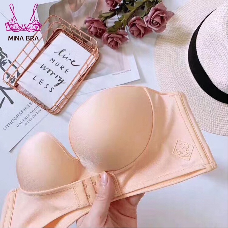 Áo Cup Ngực Cài Trước Mặc Áo Hở Vai Thời Trang MINABRA Áo Ngực Không Dây Chống Tụt Tạo Khe ACN01 | BigBuy360 - bigbuy360.vn