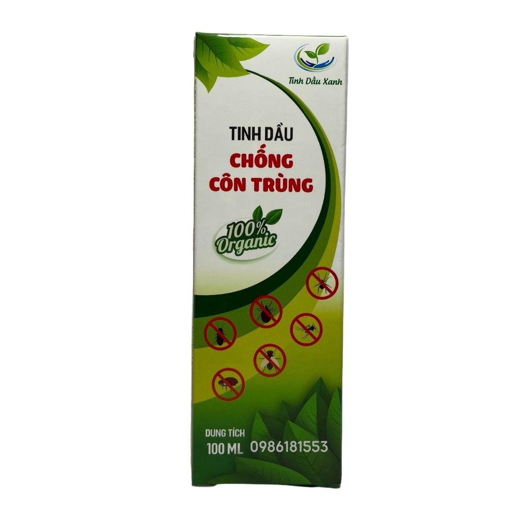 Tinh Dầu Xịt Chống Côn Trùng Organic 100% Thiên Nhiên An Toàn Với Sức Khỏe, Hàng Chính Hãng Tinh Dầu Xanh Chai 100ml