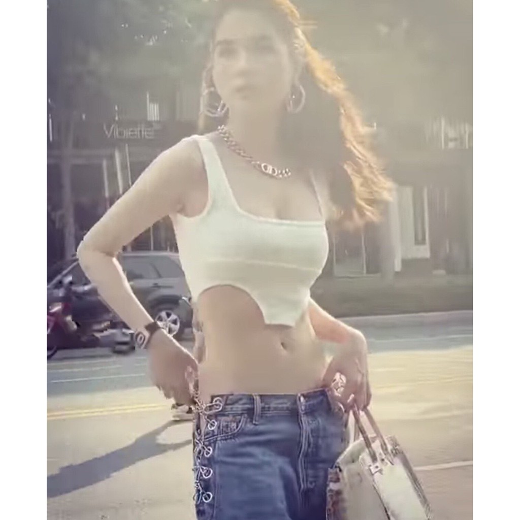 áo kiểu croptop dáng độc lạ, siêu đẹp,chất bozip