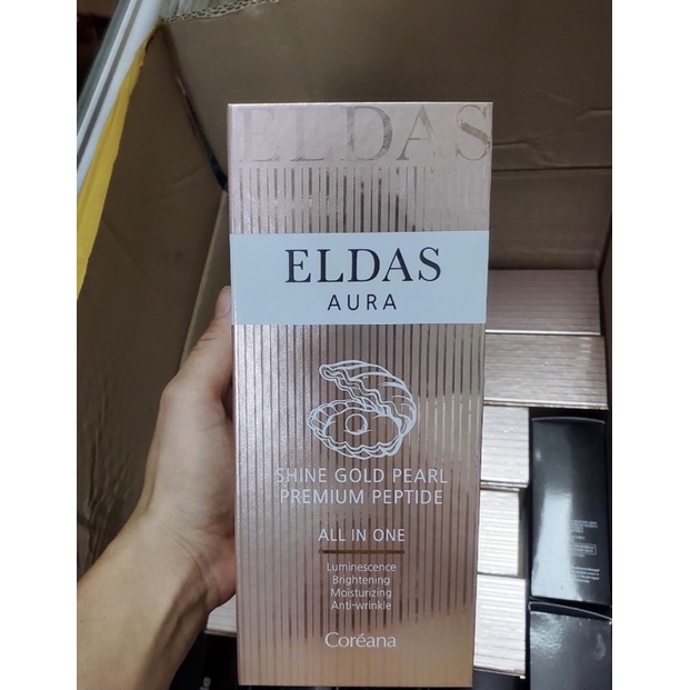 Tinh Chất Tế Bào Gốc Eldas Aura Shine Gold Pearl Premium Peptide All In One Coréana 100ml