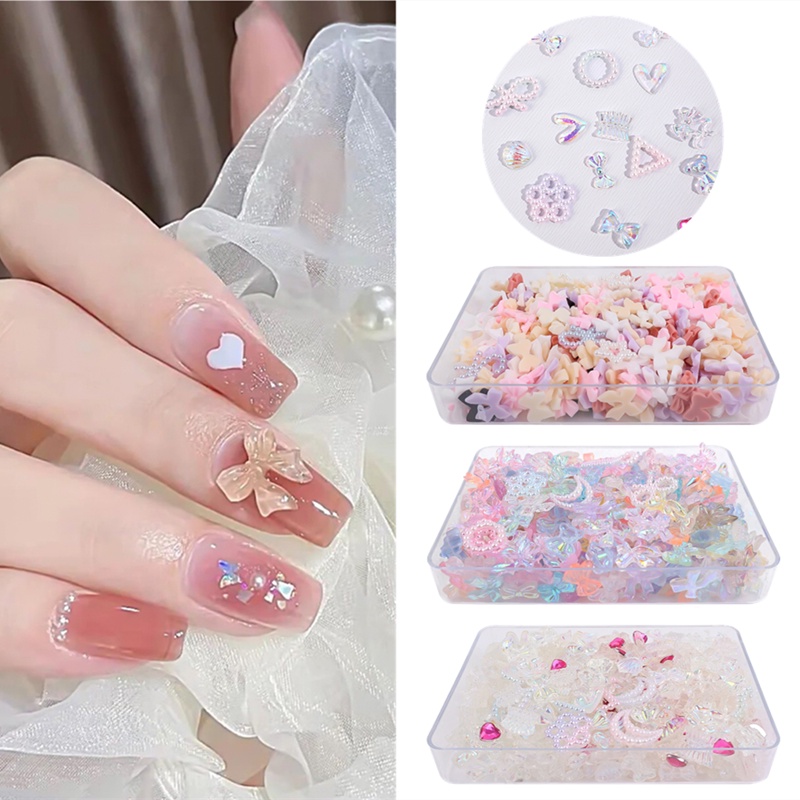 1 Hộp Phụ Kiện 3D Trang Trí Móng Tay Hình Nơ Hoạt Hình Dễ Thương
