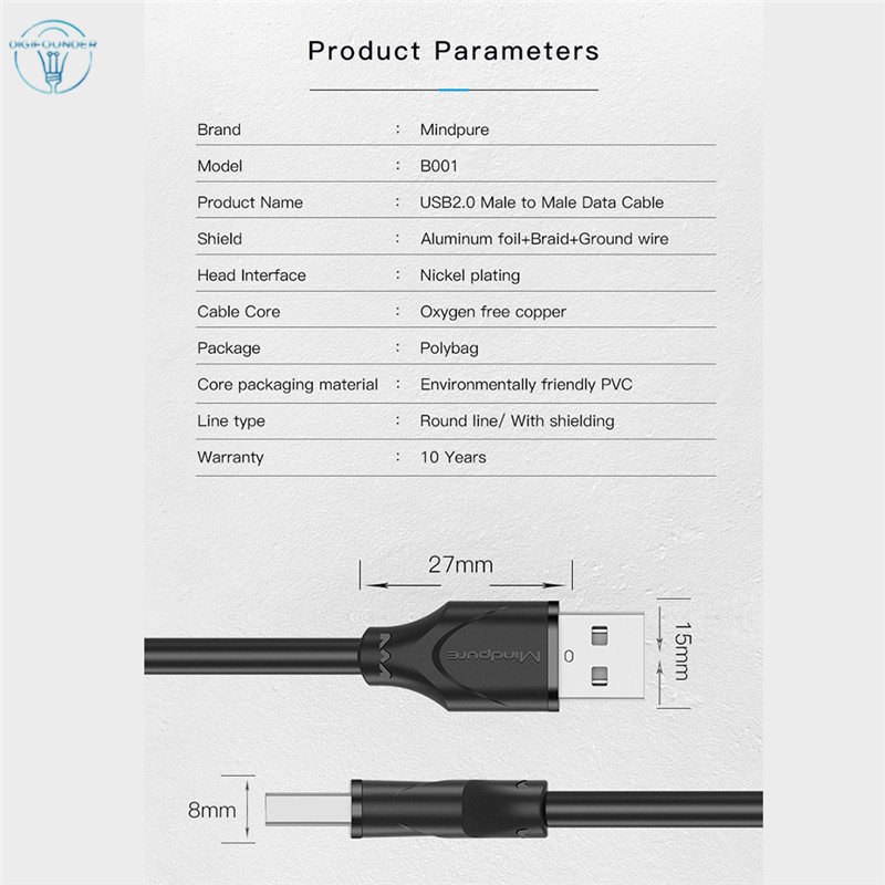 DG Dual USB Computer Extension Cable 1.5M USB 2.0 Type A Male to A Male Cable High-Speed 480 Mbps