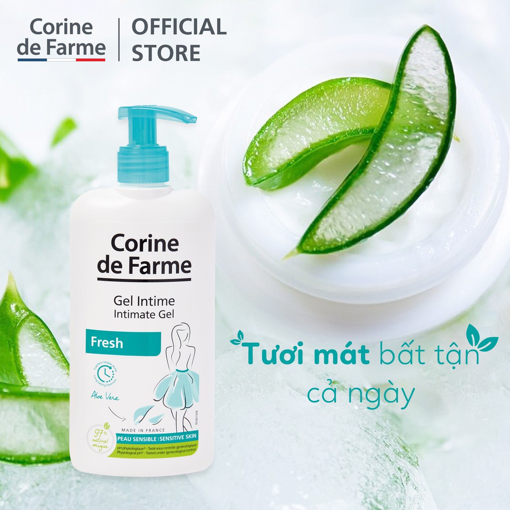 Corine de Farme Intimate Gel Fresh - Dung dịch vệ sinh phụ nữ làm sạch và khử mùi vùng kín 250ml