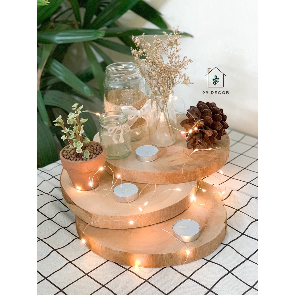 Set 10 Quả Thông Khô Nhiều Kích Thước Trang Trí Noel, Giáng Sinh Tặng Kèm 1m Dây Gai