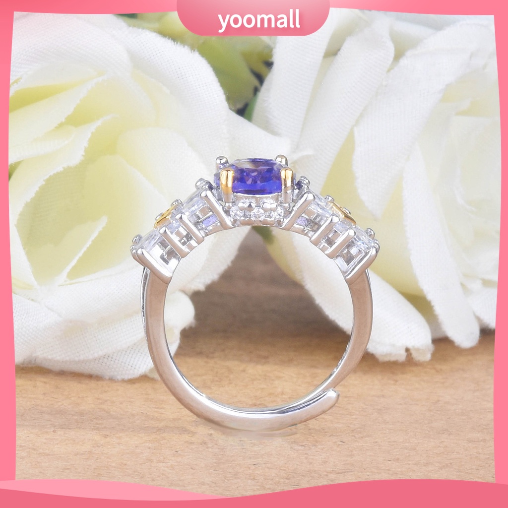 Yomall♡ Nhẫn Hở Đính Đá Thạch Anh Tím Nhân Tạo Tinh Tế Có Thể Điều Chỉnh Cho Nữ