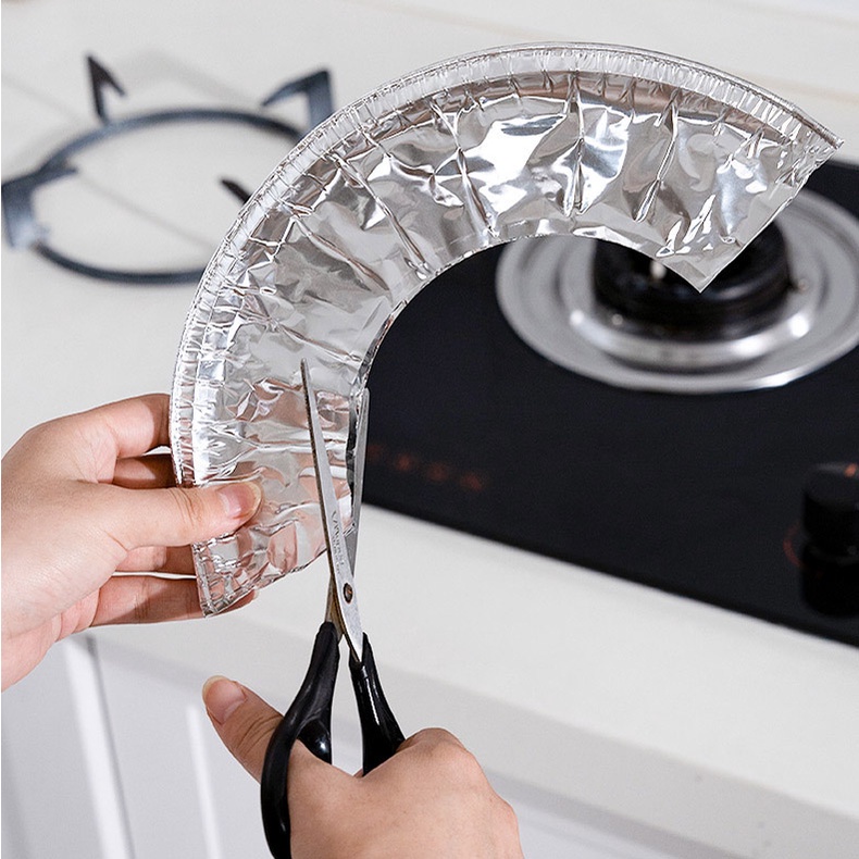 Bộ 10 Miếng Giấy Bạc Lót Bếp Gas Vệ Sinh, Tấm Lót Nhôm Ngăn Dầu Mỡ Bảo Vệ Bếp Ga Chống Rỉ Sắt, Dễ Vệ Sinh - Homewares