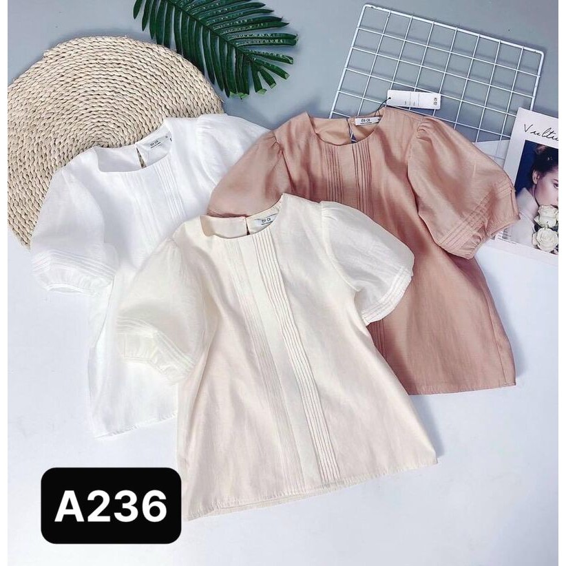A236 Áo Tơ, cổ tròn, Xếp LY 2 đường