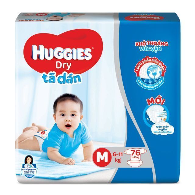 Tã dán Huggies size đại M76/L68/XL62