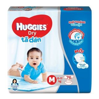 Tã dán huggies size đại m76/l68/xl62