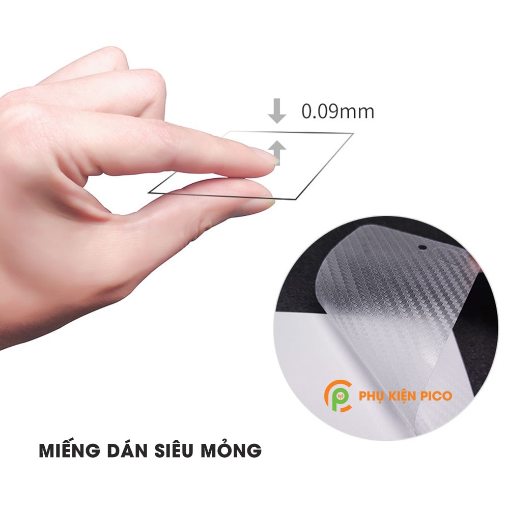 Dán lưng Iphone 13 trong suốt nổi vân Carbon 3D tản nhiệt tốt chống bám vân tay cho Iphone 13