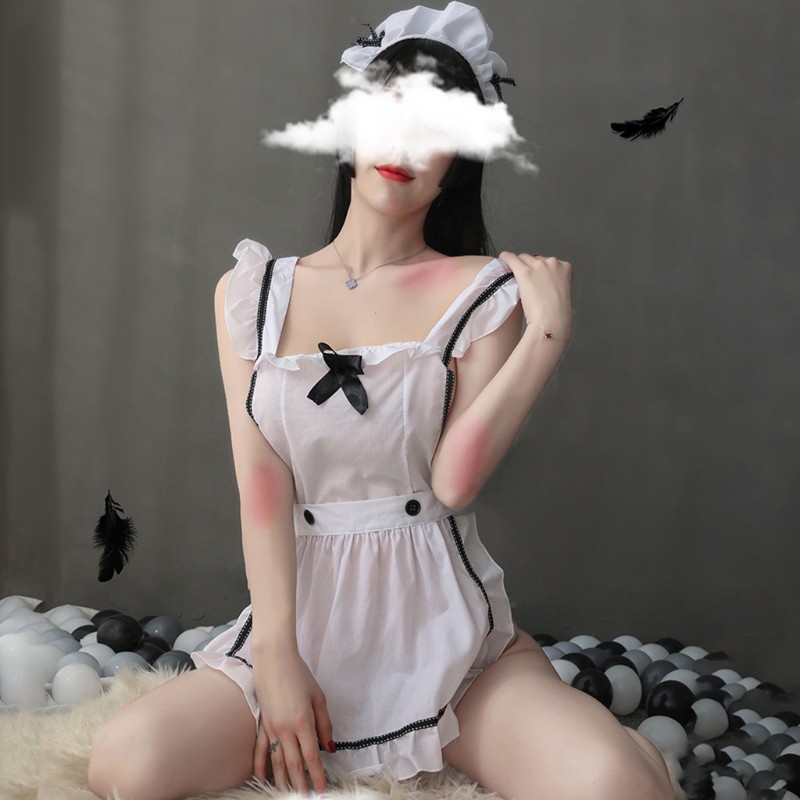 Bộ Đồ Ngủ Hóa Trang Cô Hầu Gái 10mk Không Tay Phối Bèo Kèm Băng Đô Phong Cách Lolita Gợi Cảm Cho Nữ | BigBuy360 - bigbuy360.vn