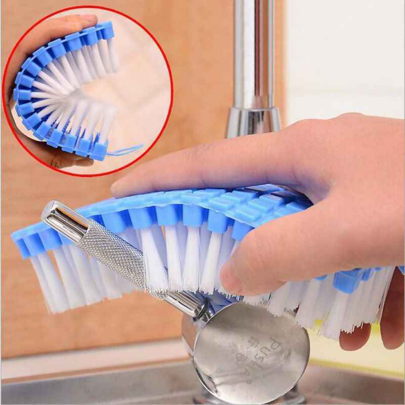 Bộ 2 bàn chải vệ sinh cầm tay uốn cong đa năng tặng kèm móc treo