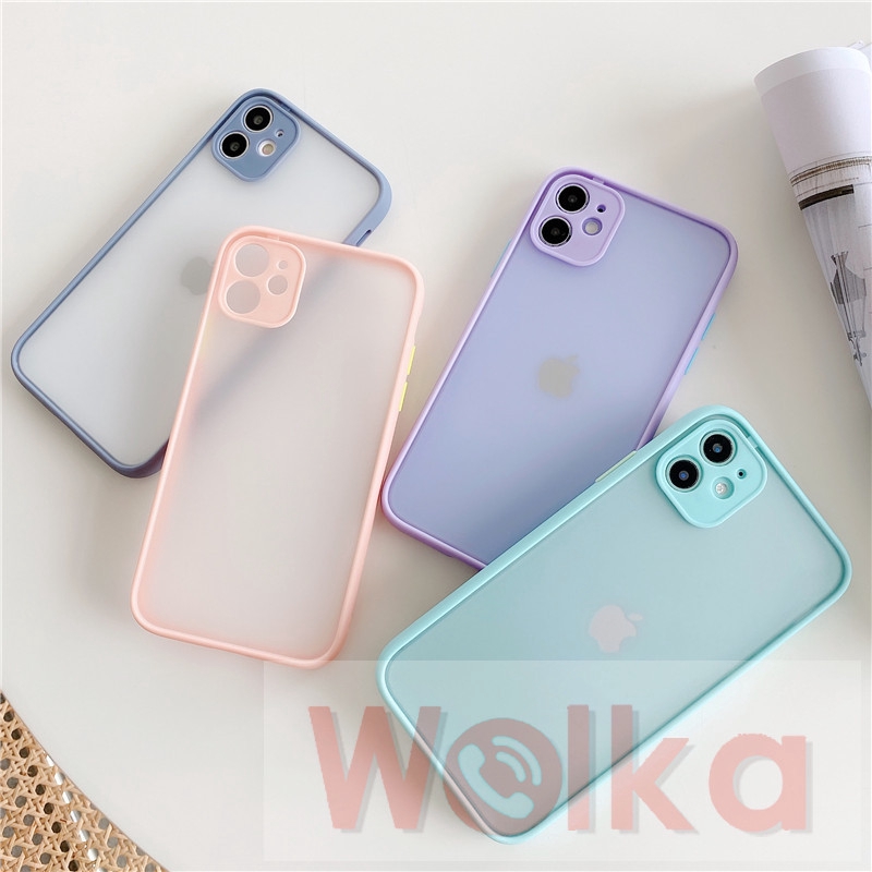 Ốp điện thoại dạng nhám màu macaron bảo vệ camera cho iPhone 6s 6 7 8 Plus iPhone SE 2020 11 Pro Max XR X XS MAX