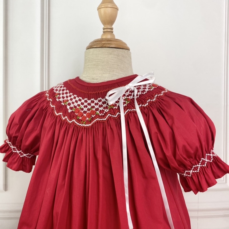 ĐẦM SMOCK ĐỎ SẪM