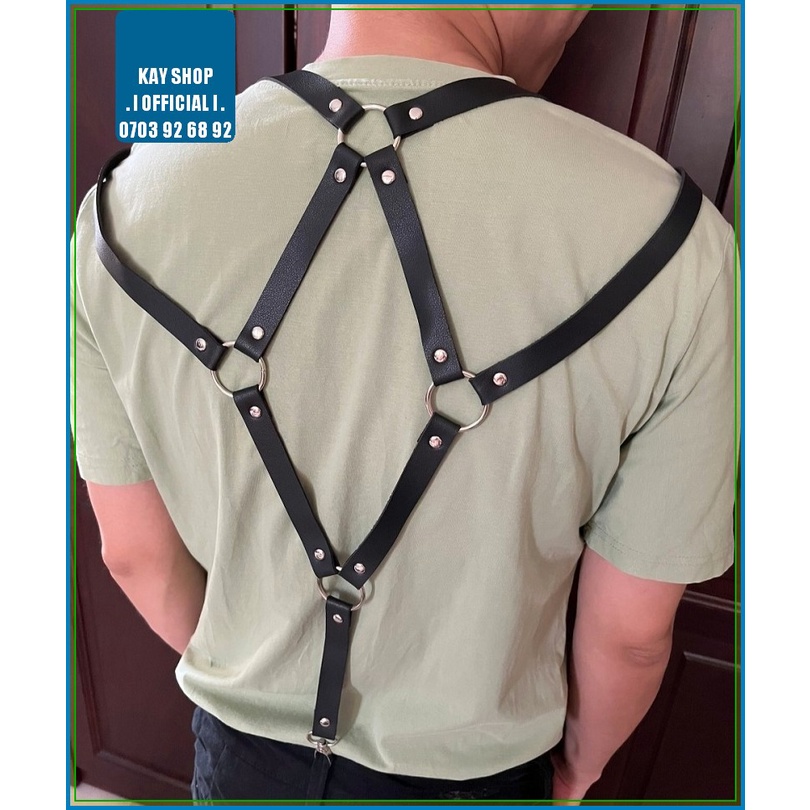 Đai ngực dây sexy da PU cho nam có khoen gài đóng gợi cảm quyến rũ mới lạ có móc cài quần