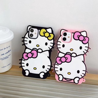 Ốp Điện Thoại Silicone Mềm Chống Sốc Hello Kitty 3D Cho iPhone 13 Pro Max 12 Pro Max 11 Pro Max 4 4s 6 6s 7 8 Plus SE 2020 Xs Max XR