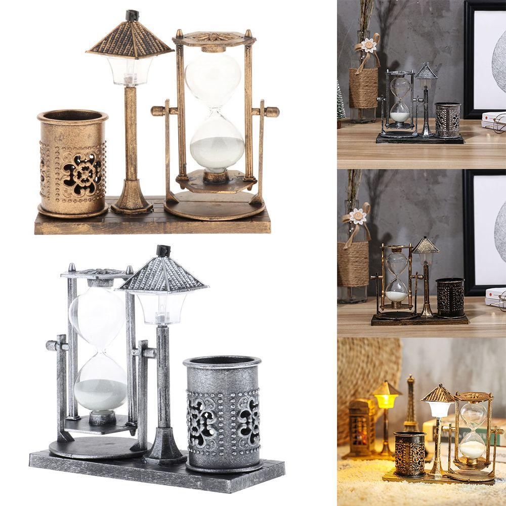 CONOPERY Đồng Hồ Cát Đế Gỗ Nhiều Màu Sắc Dùng Trang Trí Bàn Chải Đánh Răng