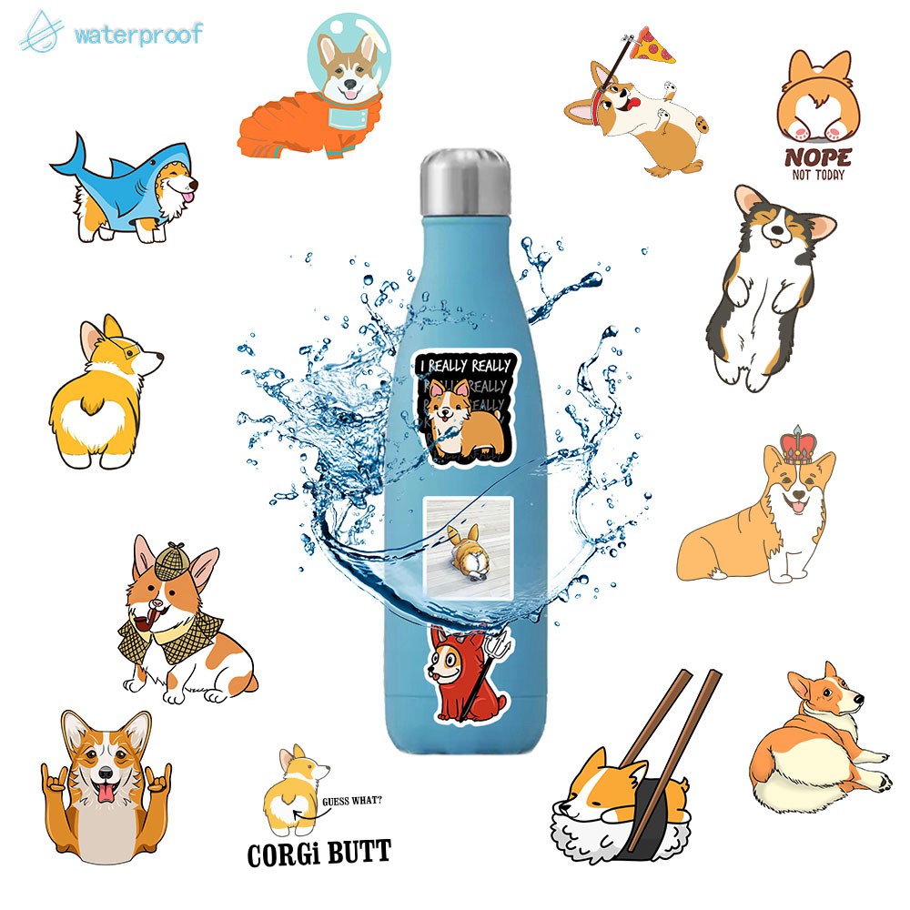 Bộ 50 Hình Dán Trang Trí Hình Chú Chó Corgi Dễ Thương