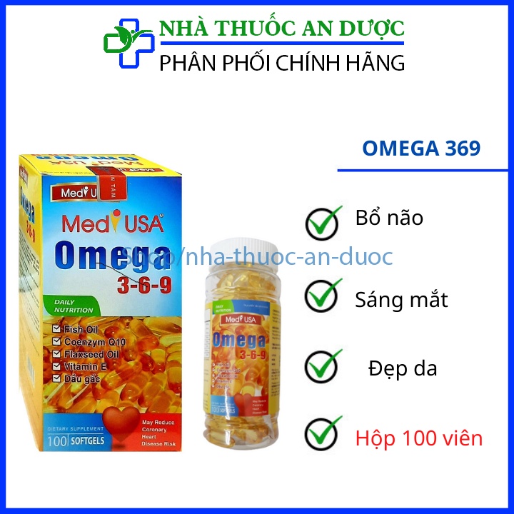 Viên medi usa omege 369 tăng cường thị lực, sáng mắt, bổ não, giảm nguy cơ bệnh tim mạch – Hộp 100 viên