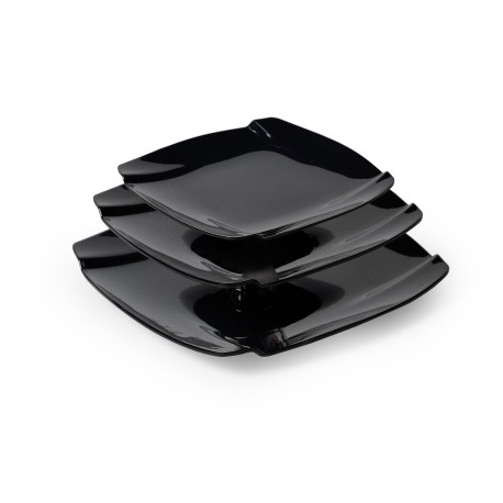 Dĩa vuông kiểu nhựa melamine màu đen bóng 3 size (DV126/Dv127/DV128)