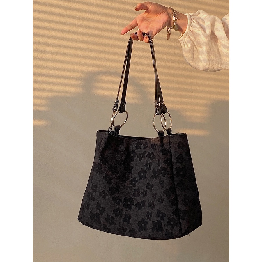 Túi vải Cỡ Lớn Họa Tiết Hoa Hướng Dương Đen 2022 Thời Trang Cho Nữ