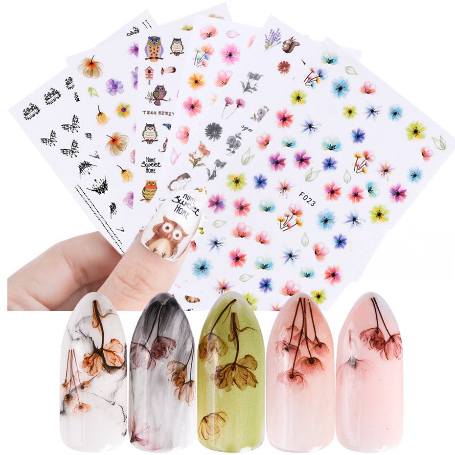 Nail Sticker Hoa Lá Cành Mẫu Mới - Lẻ 1 Tấm