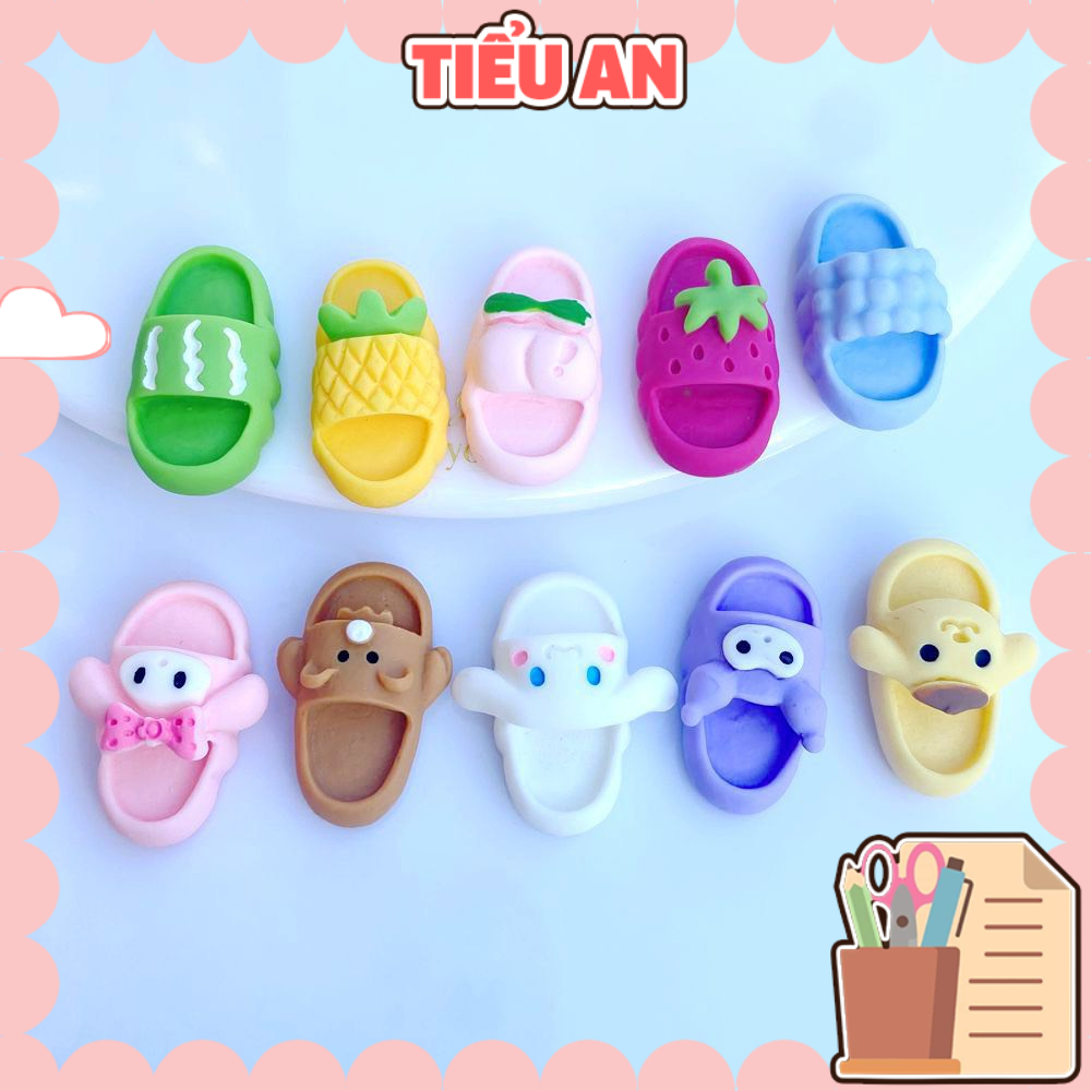 Charm  slime/ Dụng Cụ Charm Trang Trí  Chiếc Dép Bánh Mì Nhiều Họa Tiết- Giá 1 cái