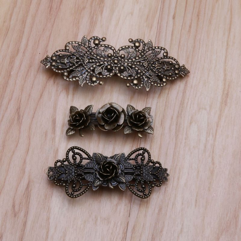 Set 3 Kẹp Tóc Hoa Hồng Bằng Đồng Cổ Điển Cho Nữ