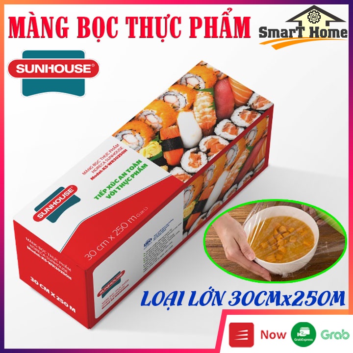 Màng bọc thực phẩm SUNHOUSE loại lớn cuộn 300mmx250mm , Màng thức ăn sử dụng cho tủ lạnh và lò vi sóng an toàn sức khỏe