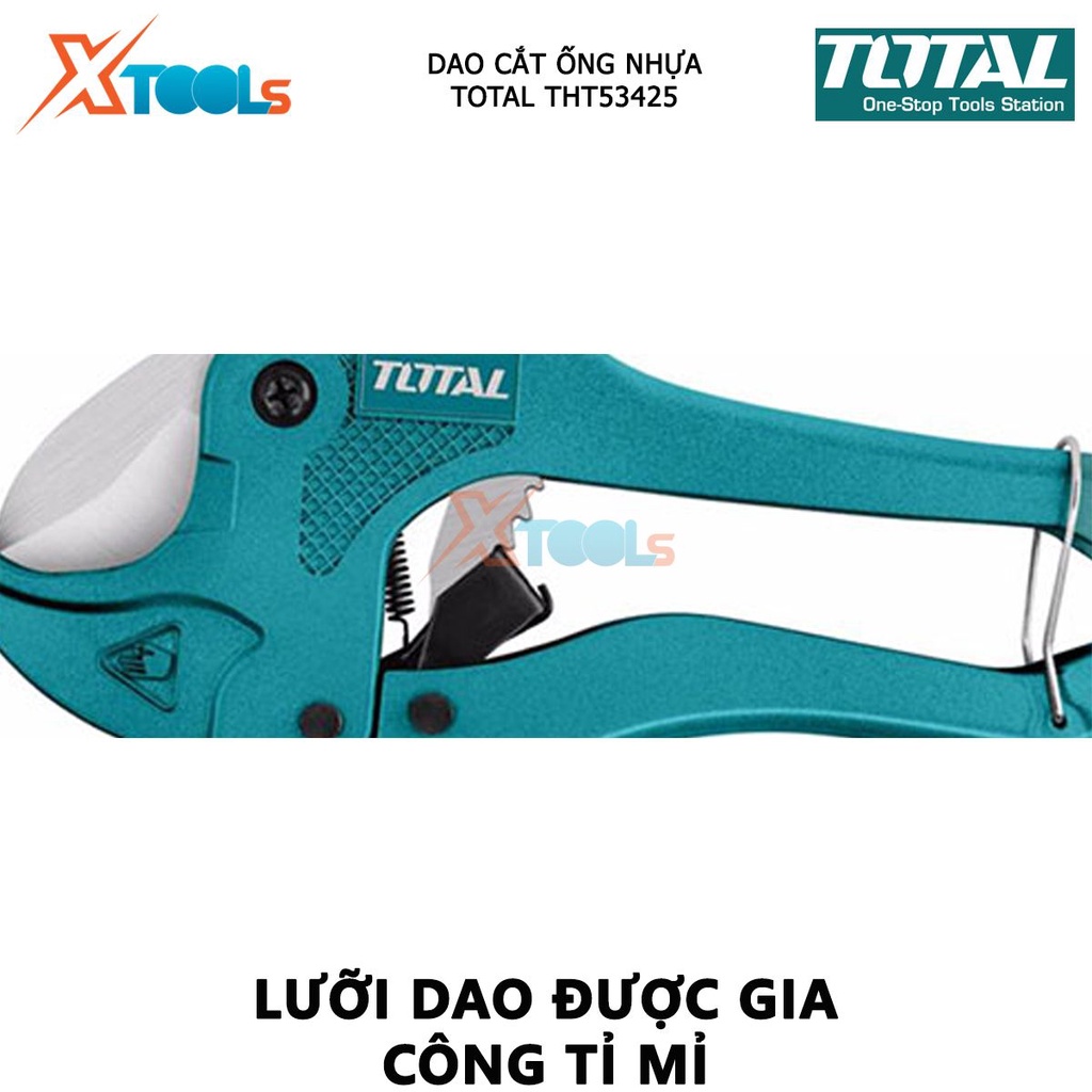Dao cắt ống nhựa PVC TOTAL THT53425 | kéo cắt ống pvc Chiều dài 193mm, Đường kính cắt 3-42mm, thiết kế nhỏ gọn, trọng l