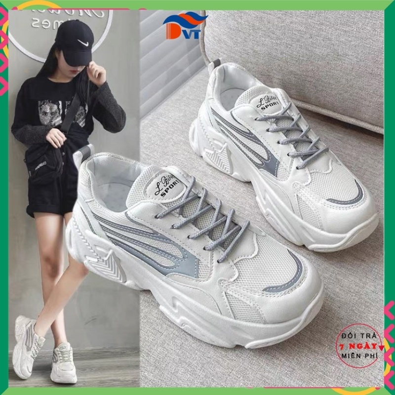 Giày độn đế nữ thiết kế lưới thoáng khí, giày nữ thể thao tăng chiều cao DVT 1017726