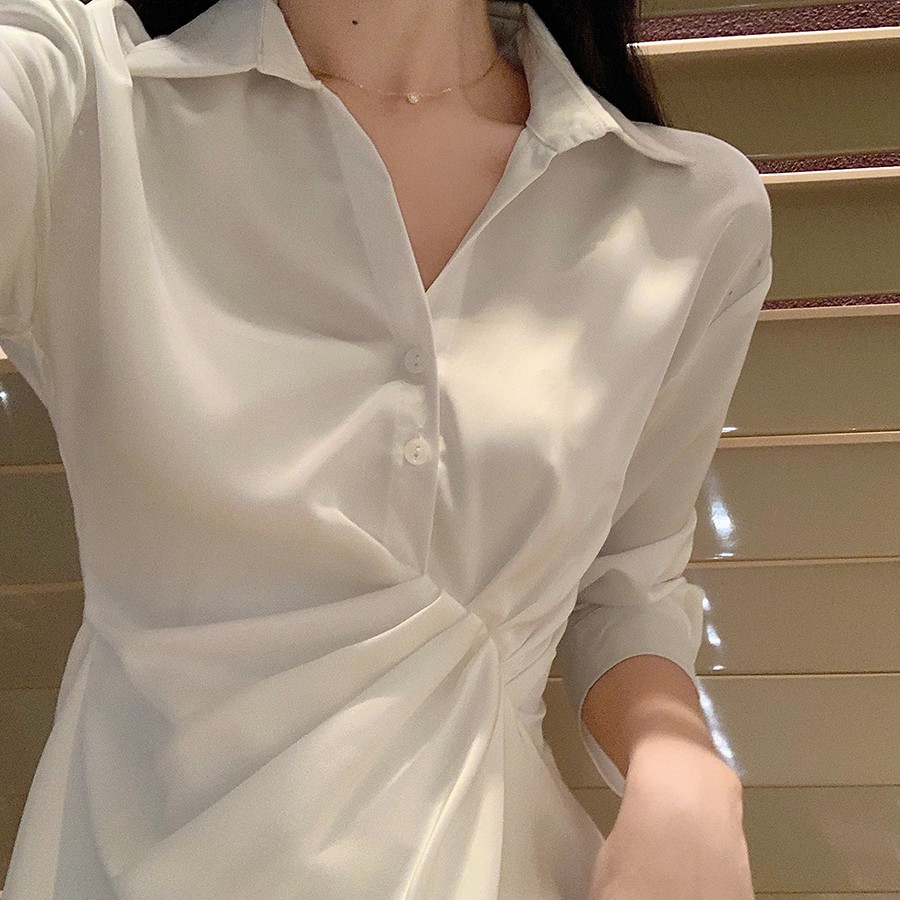 Váy nữ đẹp💕váy nữ trắng chất liệu lụa trơn