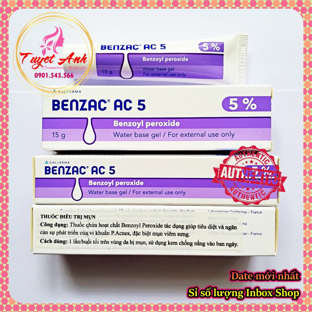 [Auth-Date mới] Benzac AC 2.5%, 5% - Kem hỗ trợ giảm mụn