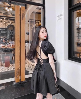 🔥Đầm Cổ V Đan Dây Sau Lưng ( Có Mút Ngực)