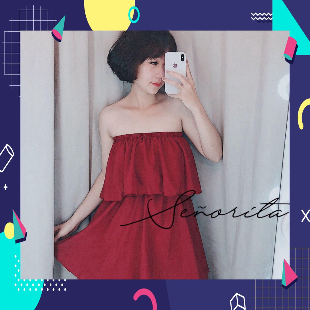 16S19B1 Jumsuit ngắn ống rộng bèo ngực, vải kate mịn đẹp [Siêu hot]