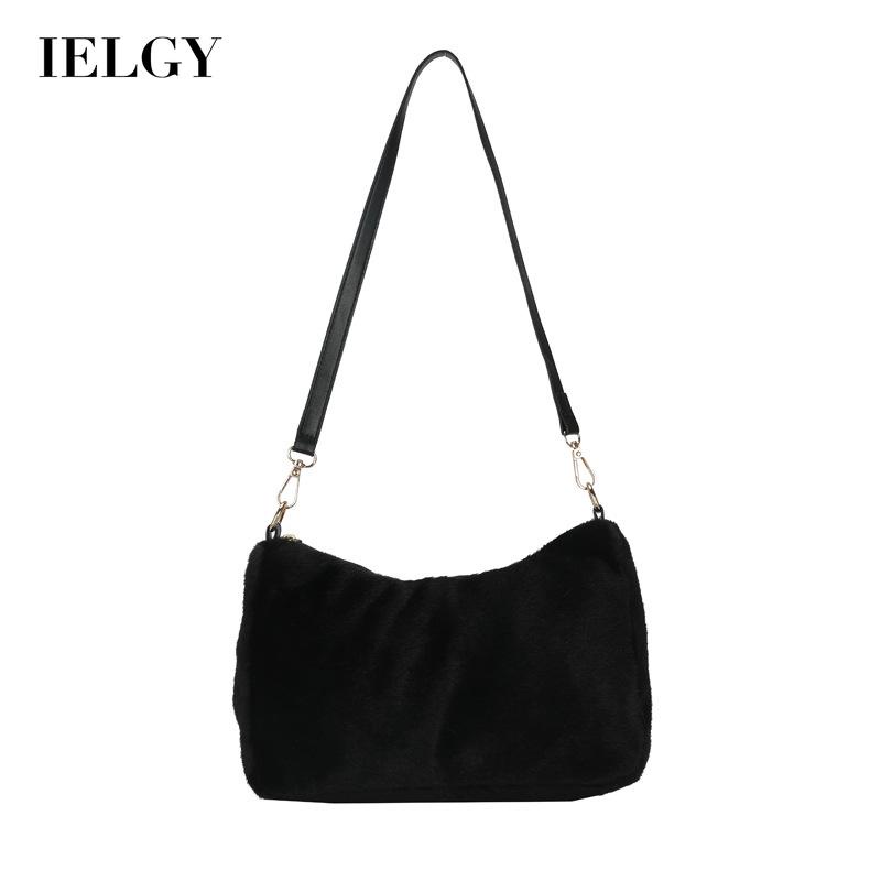 Túi đeo vai IELGY hình vuông cỡ nhỏ vải lông phong cách thời trang phương Tây cho nữ