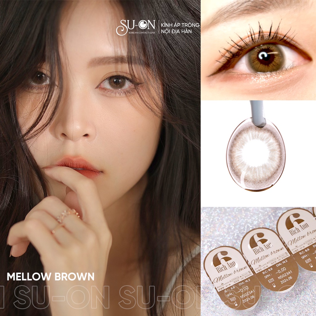 Lens 1 ngày Ann365 MELLOW GRAY áp tròng 14,2mm, xám tây tro khói, siêu êm đeo 24h