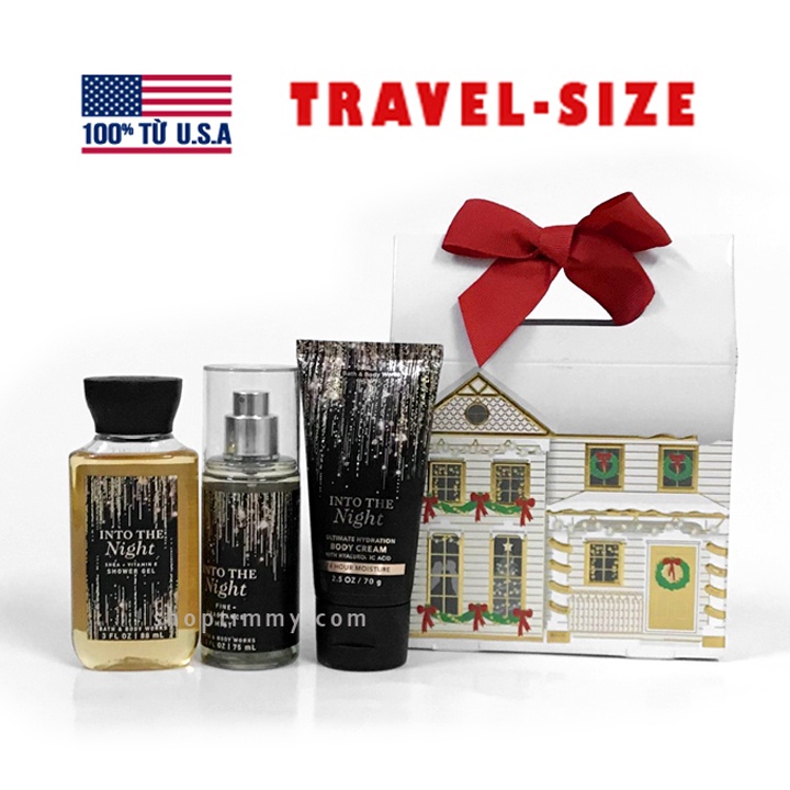 Hộp Bộ Quà Tặng Sữa tắm + Dưỡng thể + Xịt thơm Into the Night - Bath & Body Works | Mini Gift Set travel size du lịch