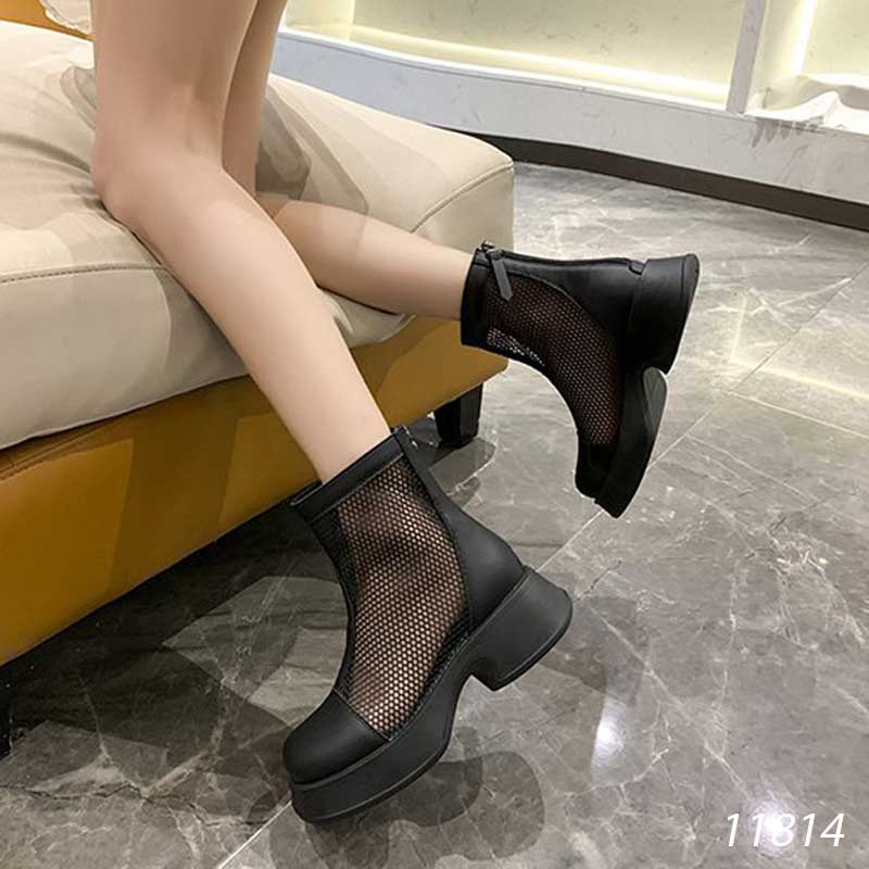 Giày bốt Martin da PU lưới phong cách La Mã nữ 11814