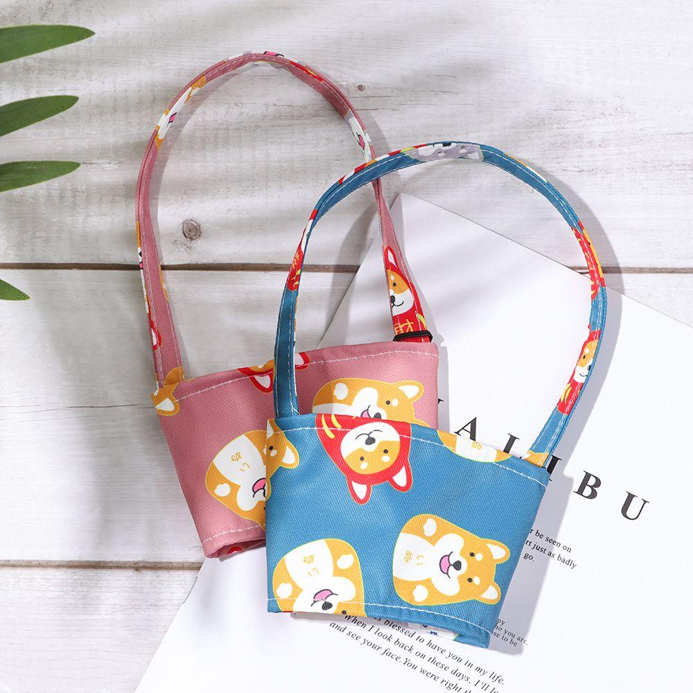 LEISURE Bình Lắc Cầm Tay Vải Canvas Có Thể Tái Sử Dụng Hình Chú Chó Nhật
