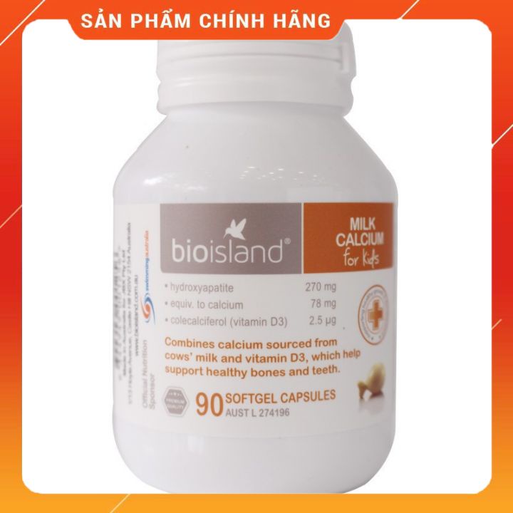 Viên uống Bổ sung Canxi cho bé Bio Island Milk Calcium Kids 90 viên HOT